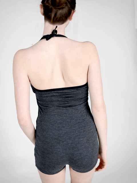 Back of a a merino wool bath suit