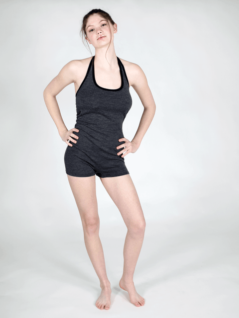 Woman in a merino wool bath suit