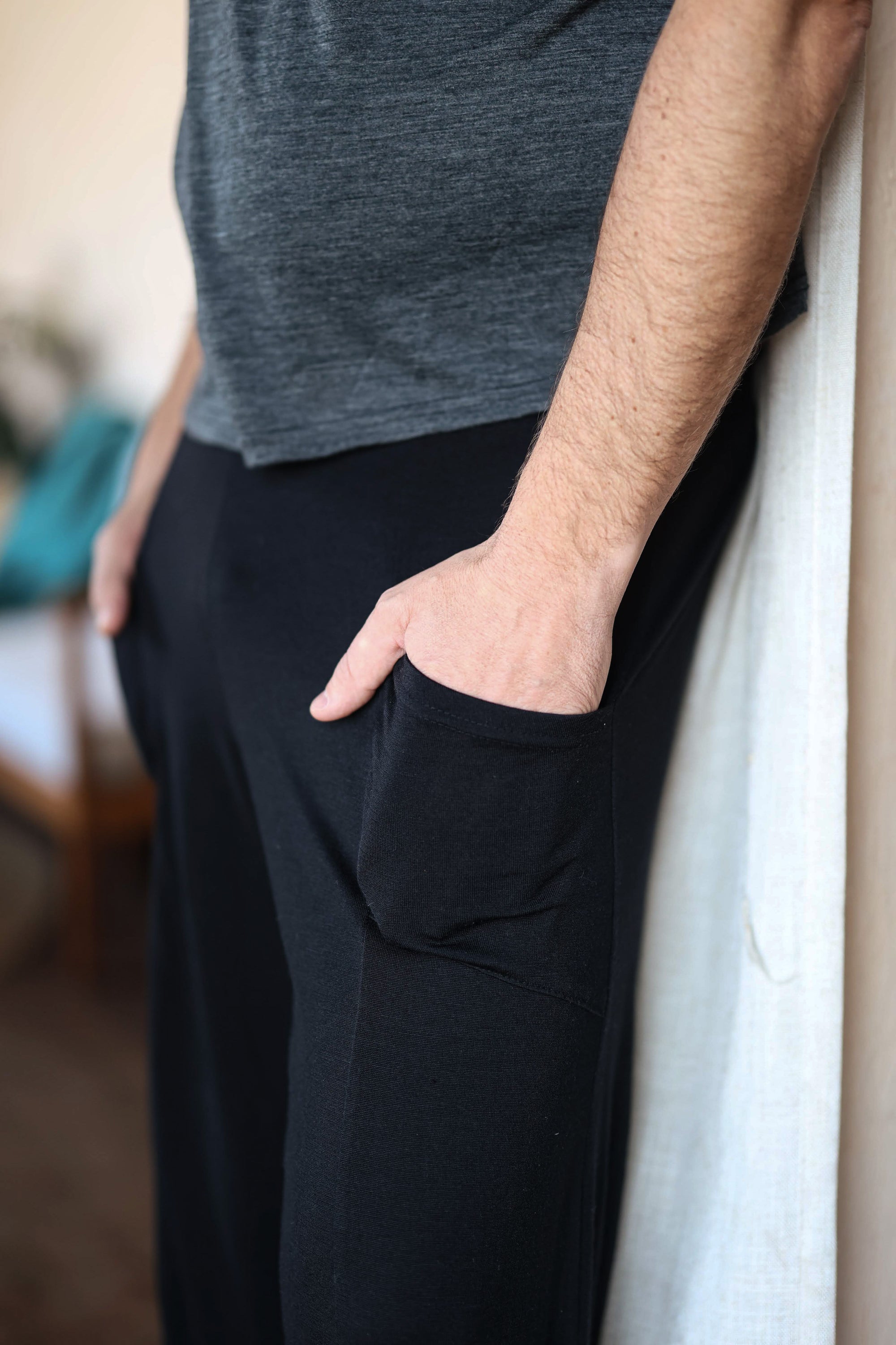 Black Merino Wool Lounge Pants